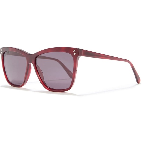 STELLA MCCARTNEY Avana Sunglasses Square Red Frame Grey Lenses NWT - Picture 3 of 9